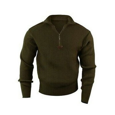 (Price/EA) 3370 Quarter Zip Acrylic Commando Sweater-Olive Drab-S