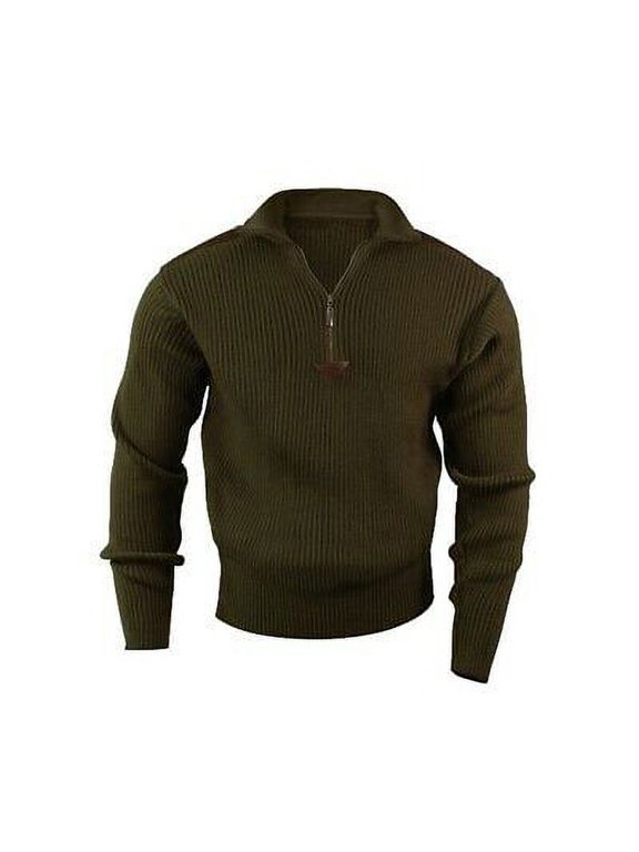 (Price/EA) 3370 Quarter Zip Acrylic Commando Sweater-Olive Drab-S