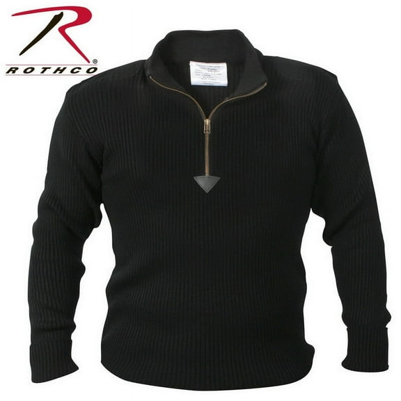 Rothco 2049 Men Quarter Zip Acrylic Commando Sweater, Black - 3XL