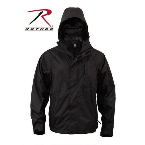 Rothco 12281 Packable Rain Jacket, Black - Large