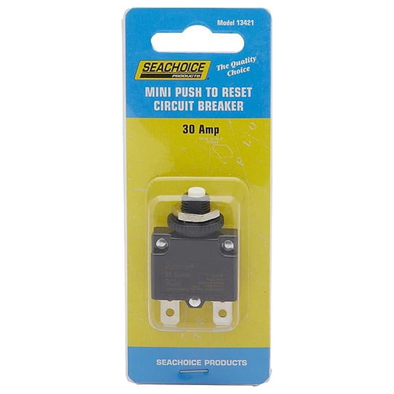 (Price/EA)Seachoice Mini Push To Reset Circuit Breaker, 30 Amp, 13421