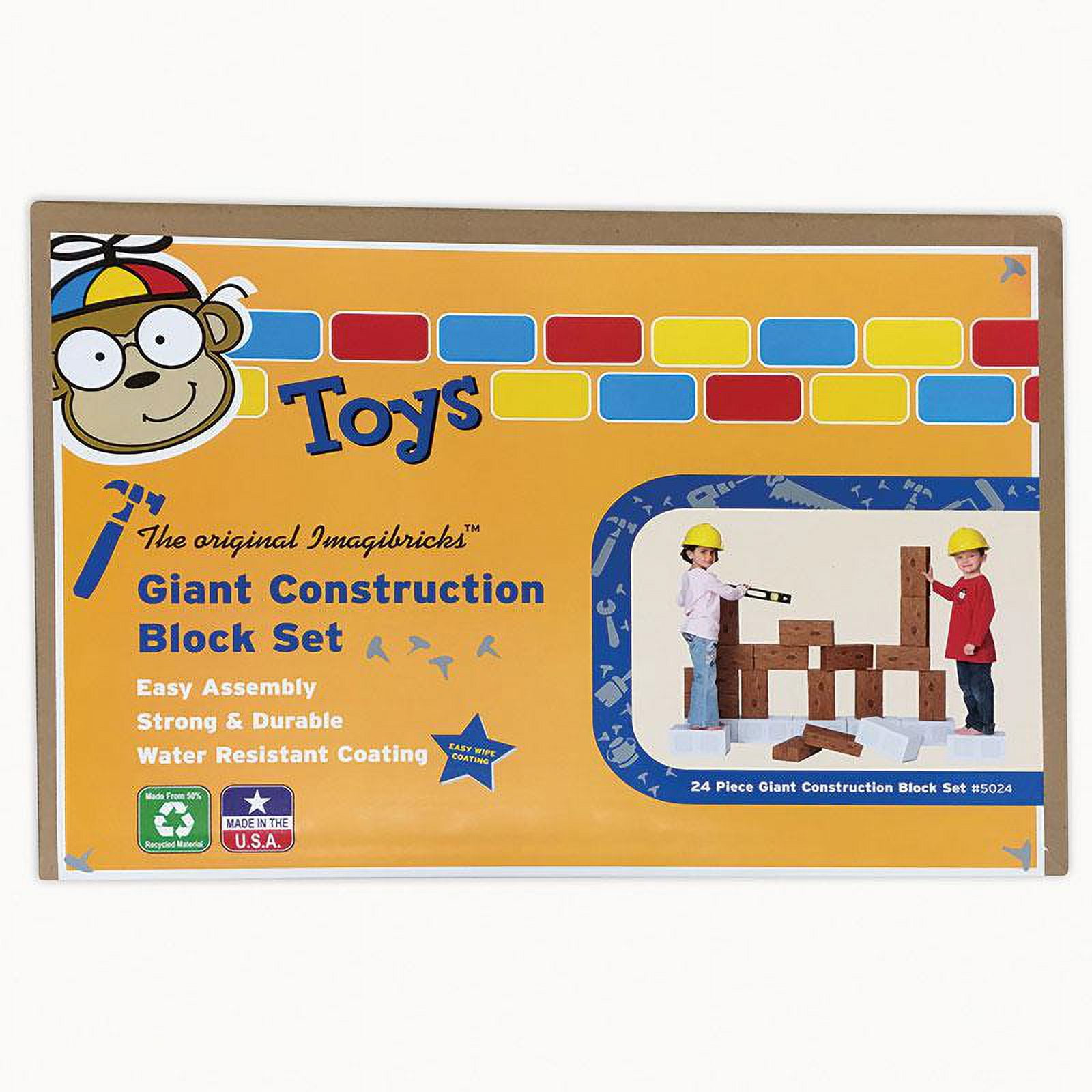 24-Piece Giant Construction Block Set with Timber and Cinder Blocks