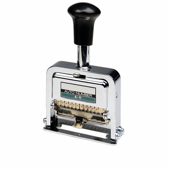 (Price/EACH)LION A-11 PRO-LINE Heavy-Duty Automatic Numbering Machine, 11-wheel - Roman - 1 Each