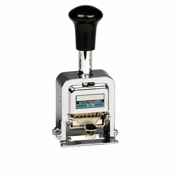 (Price/EACH)LION C-72 PRO-LINE Heavy-Duty Automatic Numbering Machine, 6-wheel - Gothic - 1 Each
