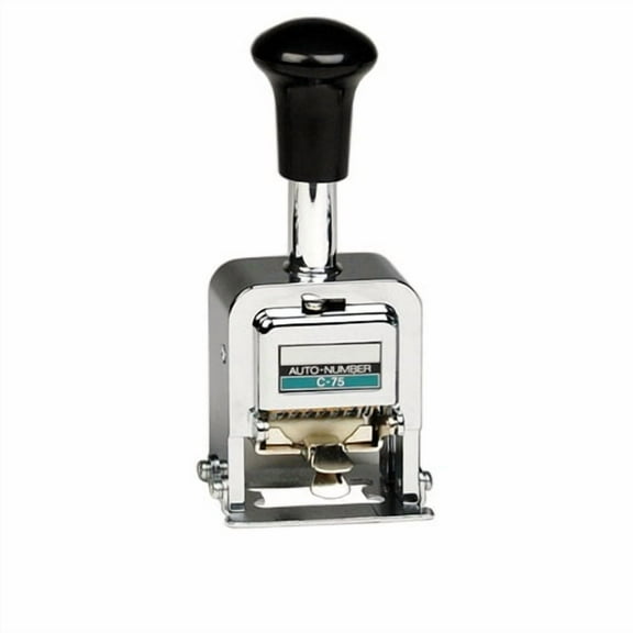 (Price/EACH)LION C-75 PRO-LINE Heavy-Duty Automatic Numbering Machine, 6-wheel - With Alphabet - 1 Each