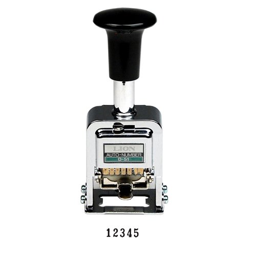 (Price/EACH)LION D-51 PRO-LINE Heavy-Duty Automatic Numbering Machine, 5-wheel - Roman - 1 Each