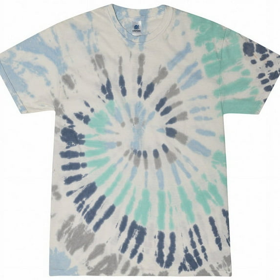 (Price/Each)Blank and Custom Colortone Tie Dye 1000 Short Sleeve Heavyweight 100% Cotton T-Shirts-Glacier-Kids 10-12