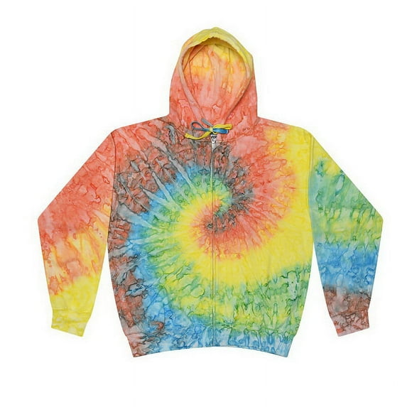 (Price/Each)Colortone Tie Dye 8888 Fleece Zip Up Hoodies-Mykonos-XS