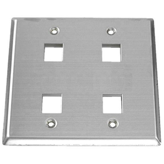 (Price/Each)IEC WS20804 Stainless Steel Two Gang Wall Plate with 4 Cutouts for Keystone Inserts