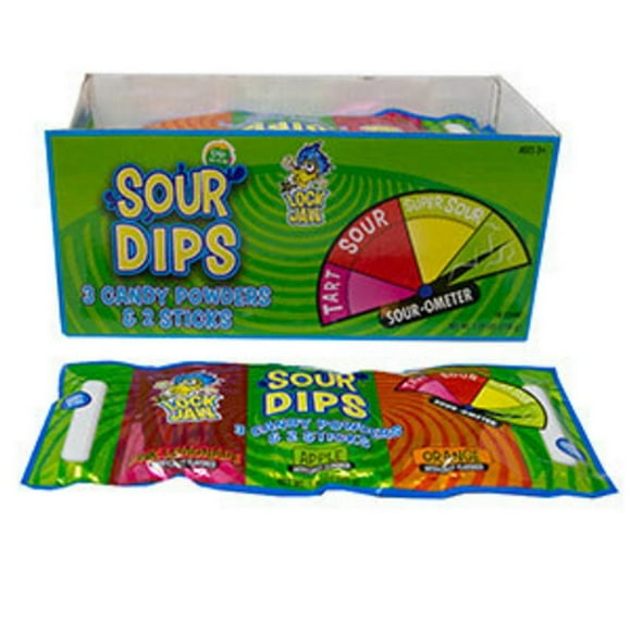 (Price/Each)Koko's Lock Jaw Sour Dips Candy Powder & Stick 3pk 18ct, 699383