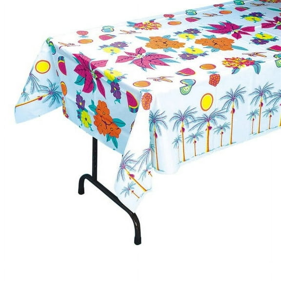 (Price/Each)S&S Worldwide Luau Floral Table Cover, 54"x108"