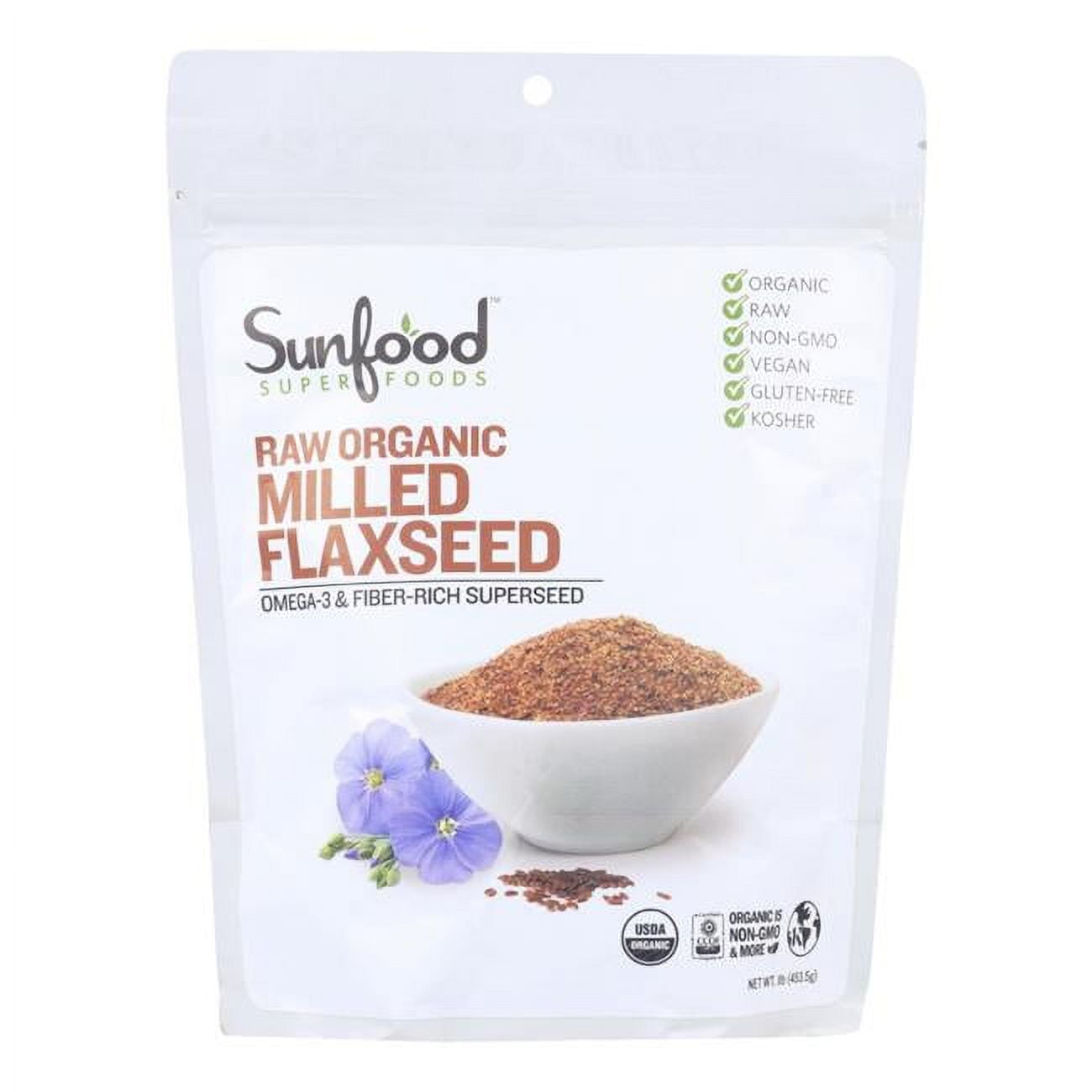 Sunfood 16 oz Organic Milled Flax Seeds