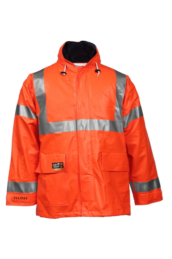 Arc Flash Flame Resistant Rain Jacket, PVC, Class 3 Orange, 3XL J44129