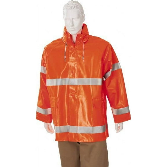 Tingley Flame Resistant Rain Jacket, PVC, Class 3 R, Orange, XL J53129