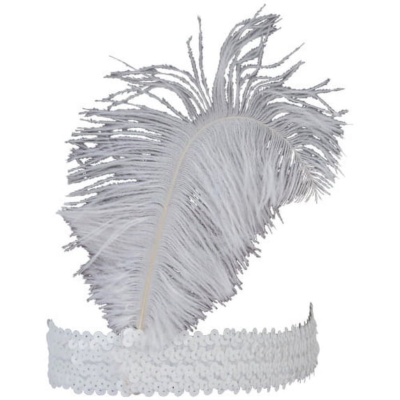 (Price/Each)US TOY CM65-11 Ostrich Feather Head Band, White