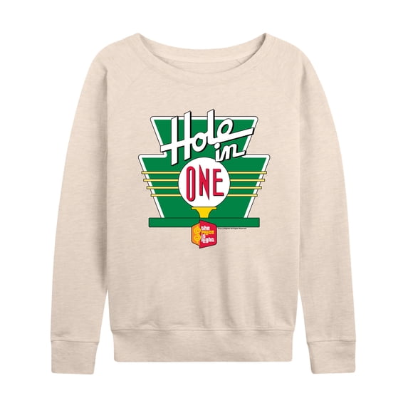 Price is Right - Hole In One Women's Lightweight French Terry Wide Neck Long Sleeve Graphic Shirt