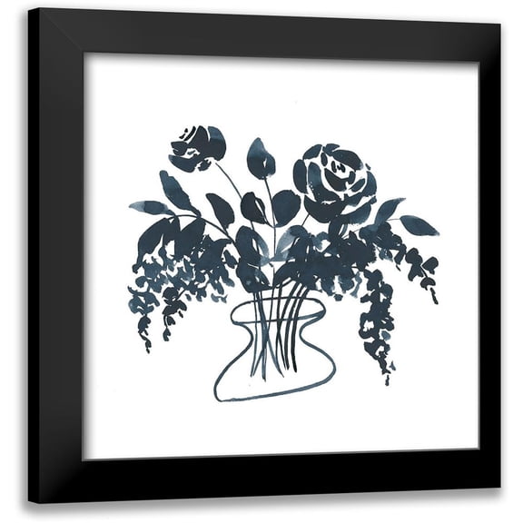 Price, Lucille 12x12 Black Modern Framed Museum Art Print Titled - Indigo Floral Study I