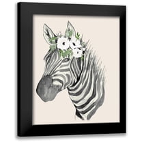 Price, Lucille 12x14 Black Modern Framed Museum Art Print Titled - Floral Crowned Zebra