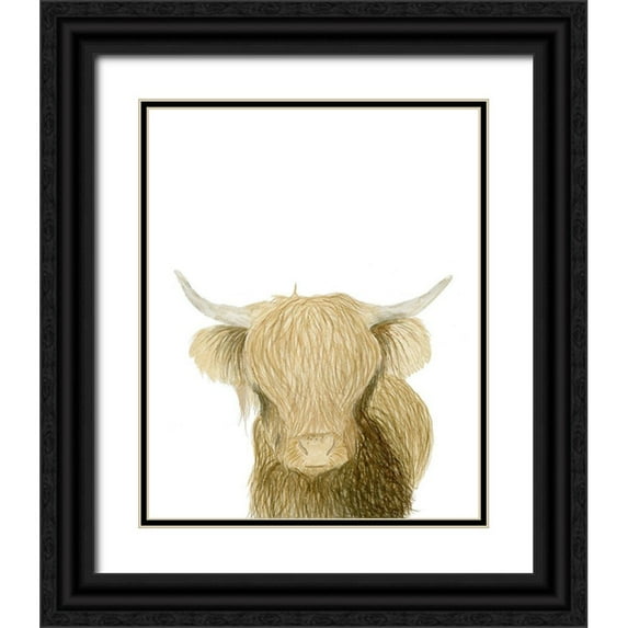 Price, Lucille 12x14 Black Ornate Wood Framed with Double Matting Museum Art Print Titled - Highland Cattle