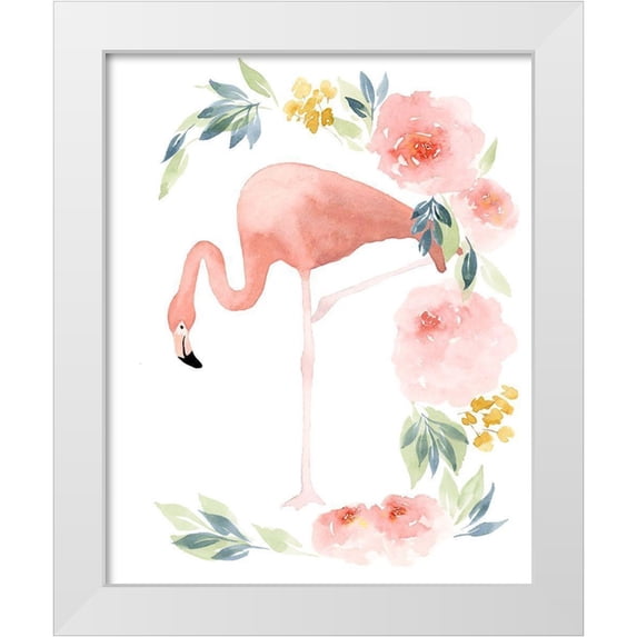 Price, Lucille 15x18 White Modern Wood Framed Museum Art Print Titled - Floral Flamingo I