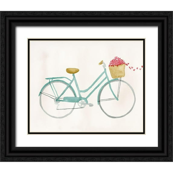 Price, Lucille 31x26 Black Ornate Wood Framed with Double Matting Museum Art Print Titled - Butterfly Bicycle