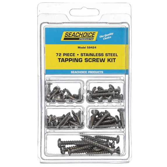 (Price/PK)Seachoice Stainless Steel Tapping Screw Kit - 72 Piece, KP5575SC