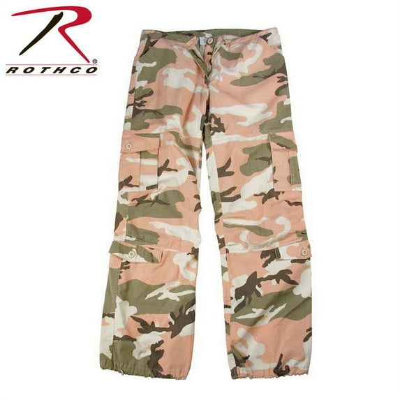 Rothco 2683 Women Vintage Paratrooper Fatigue Pants, Subdued Pink Camo - Extra Large