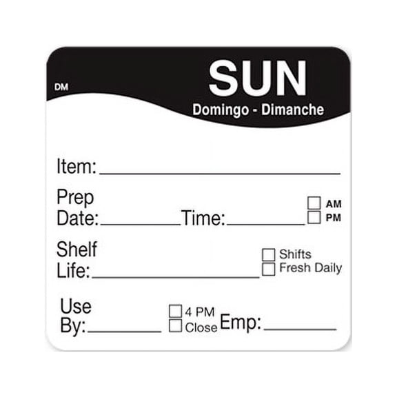 (Price/Pack)Daymark Dissolvemark-Dissolvable Adhesive 2 Inch X 2 Inch Rectangle Sunday Shelf Life Label, 250 Count, 12 per case
