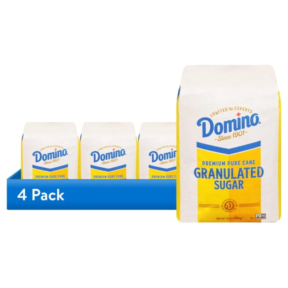 (4 pack) Domino Premium Pure Cane Granulated Sugar, 10 lb