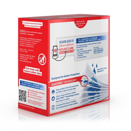 (Price/Pack)Johnson & Johnson Cushion Care Gauze Medium 8 Thick Layers Pad, 10 Count, 8 per case