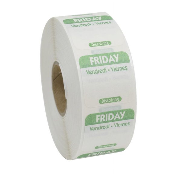 (Price/Pack)National Checking 1 Inch X 1 Inch Trilingual Green Friday Dissolvable Label 1000 Per Roll - 1 Per Case