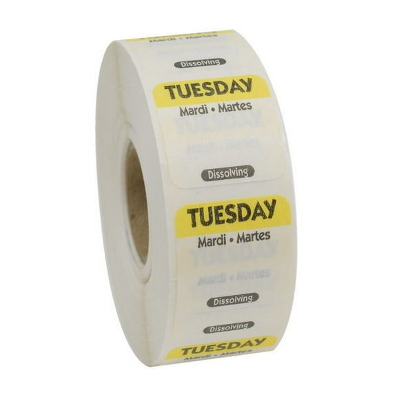 (Price/Pack)Ncco National Checking 1 Inch X 1 Inch Trilingual Yellow Tuesday Dissolvable Label, 1000 Each, 1 per case