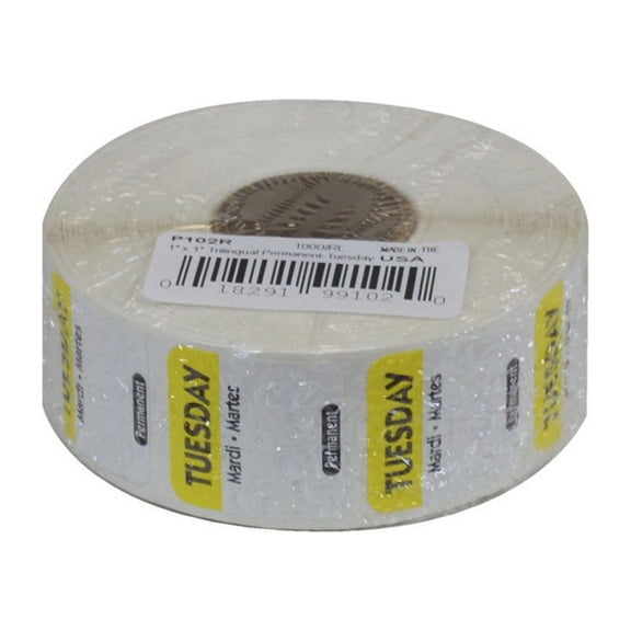 (Price/Pack)Ncco National Checking 1 Inch X 1 Inch Trilingual Yellow Tuesday Permanent Label, 1000 Each, 1 per case