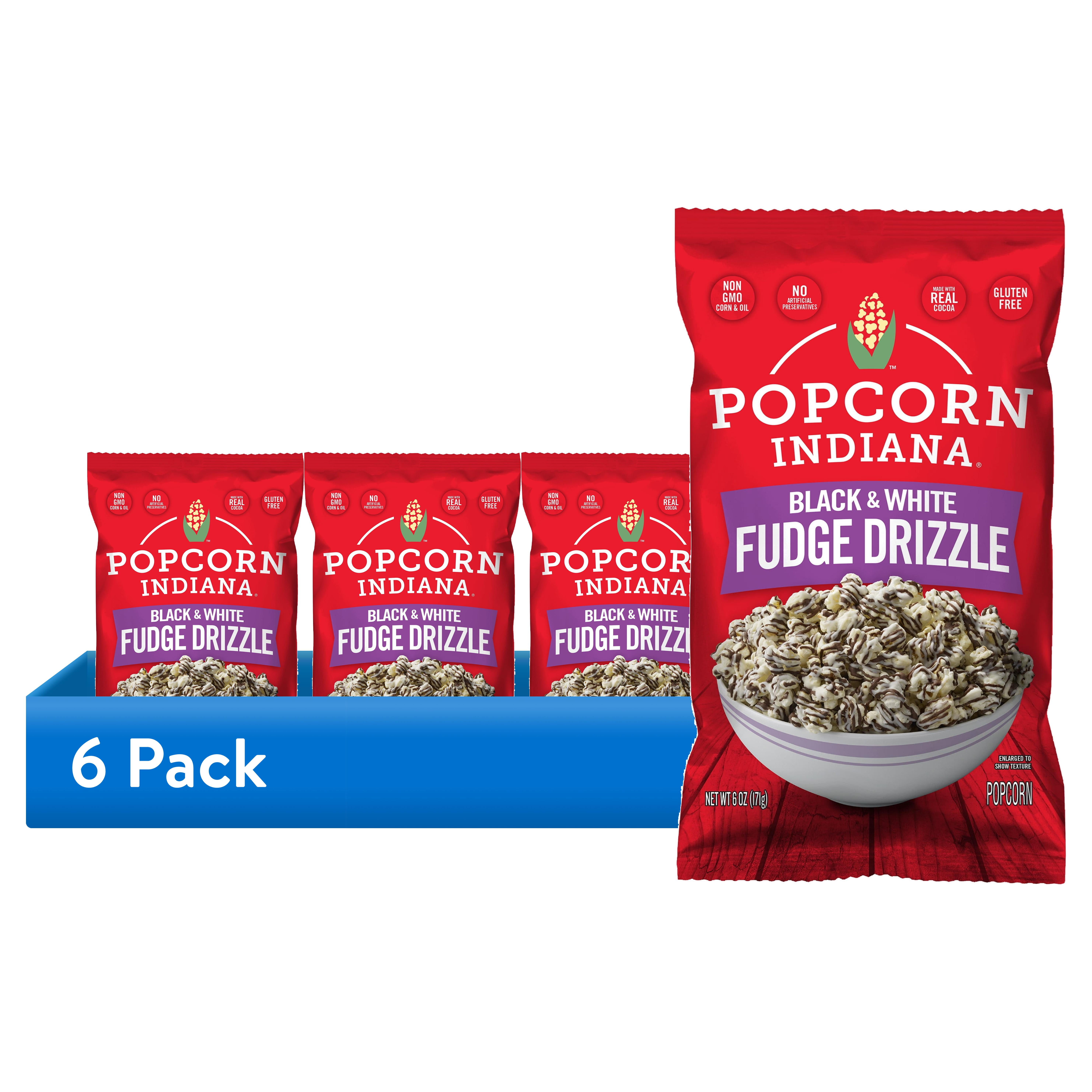 (6 pack) Popcorn, Indiana Black & White Drizzlecorn, 6 Oz