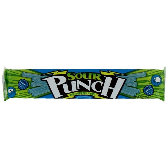 (Price/Pack)Sour Punch Sp Straws Blue Raspberry 24-2 Ounce - 12 Per Case