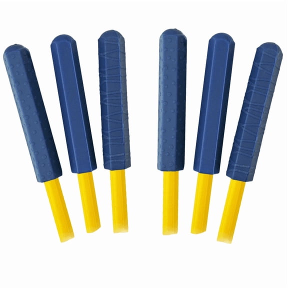 The Pencil Grip Chewberz Pencil Toppers, Latex-Free Chewable, Navy Blue, 6-Pack