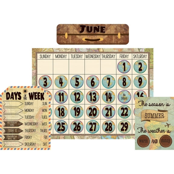 Teacher Created Resources Travel the Map Calendar Bulletin Board Set