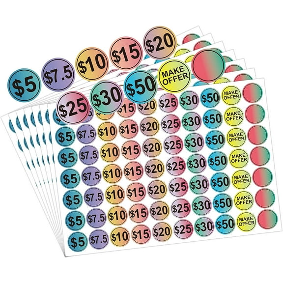 Price Stickers 1inch Pre-Priced Labels Christmas Holiday Flea Market Dollar Tags Yard Retail Business Supplies Decals 700Pcs