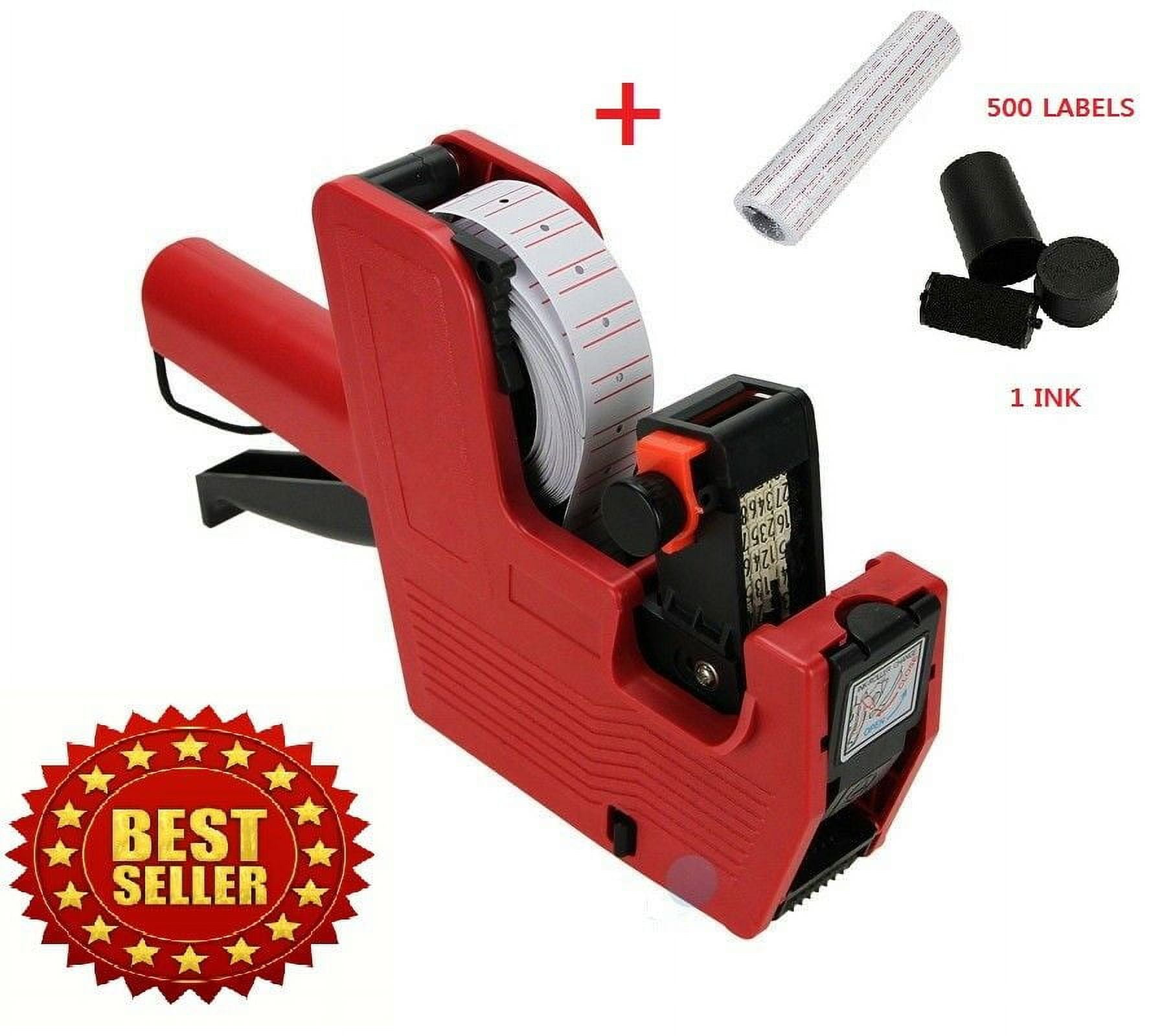 Price Tag Gun MX5500 8 Digits EOS +5000 White w/ Red Lines Labels + 1