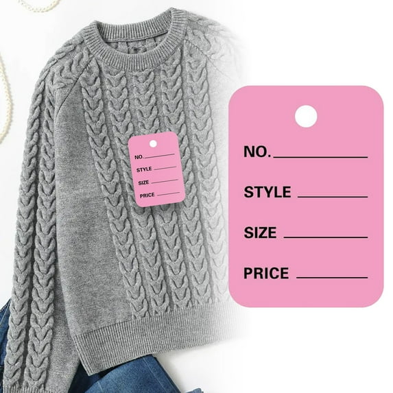 Price Tags, Clothing Tags, Merchandise Tags, Pink Price Tags with String, Small Size Clothing Tag, 100Pcs Coupon Sale Tags, Blank Paper Display Label Hang Tag 1.37x1.96 In