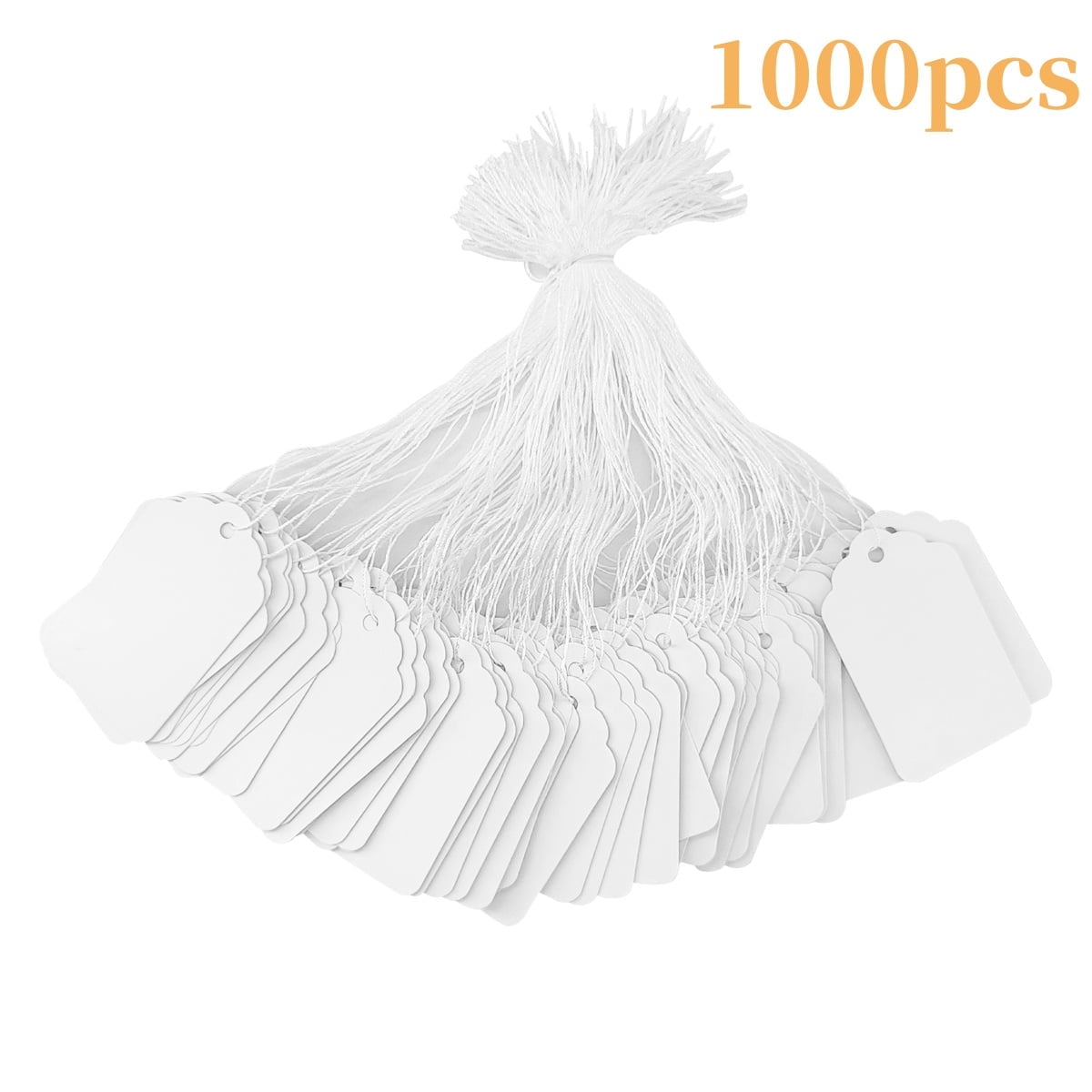 Price Tags with String Attached - Marking Merchandise Strung Tags for Pricing, Gift, Jewelry, Clothing, Yard Sale, Garage Supplies (1.75 x 1.093 inch), 1000pcs, White