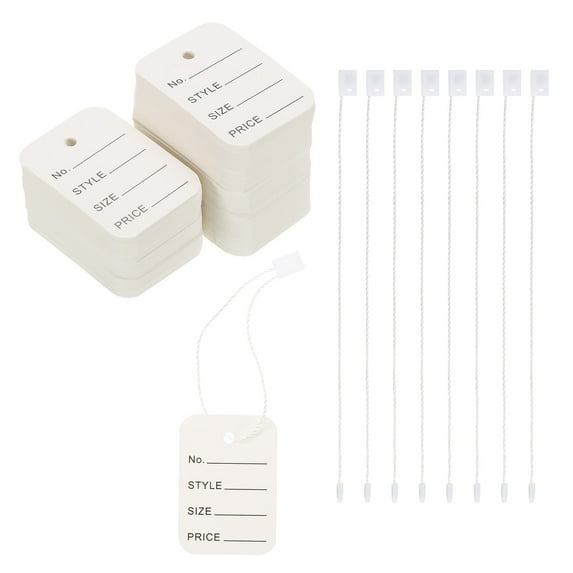 Price Tags and Hang Tag String Clothing Price Marking Tag, 2"x1.4" White for Clothes, Retail Store 400 Set