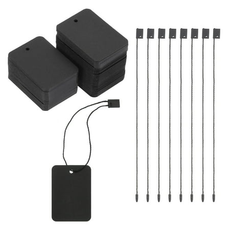 Price Tags and Hang Tag String Clothing Tag, 2"x1.4" Black String Tags for Clothes, Retail Store 100 Set