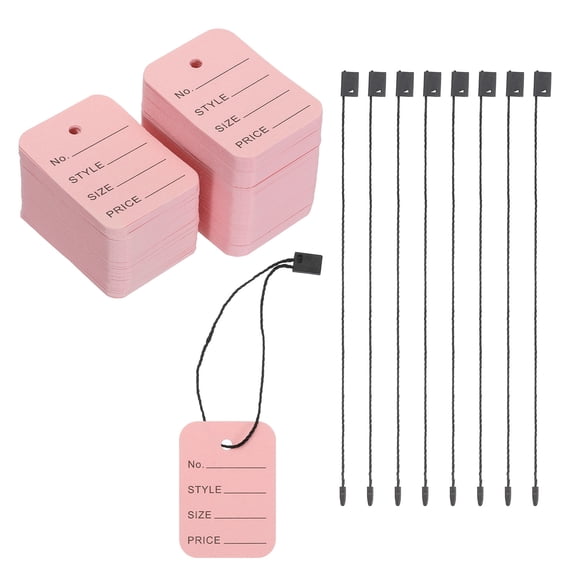 Price Tags and Hang Tag String Clothing Tag, 2"x1.4" Pink String Tags for Clothes, Retail Store 150 Set