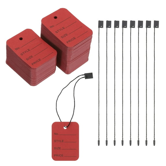 Price Tags and Hang Tag String Clothing Tag, 2"x1.4" Red String Tags for Clothes, Retail Store 150 Set