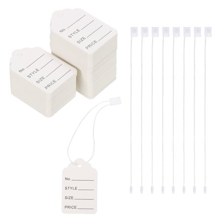 Price Tags and Hang Tag String Clothing Tag, 2"x1.4" White Wave Shape String Tags for Clothes, Retail Store 400 Set
