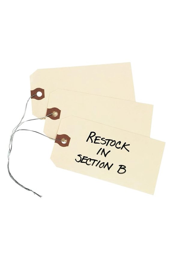 Price Tags with String Attached, 11.5 pt. Stock, 4-3/4" x 2-3/8", 1,000 Manila Hang Tags (12605)