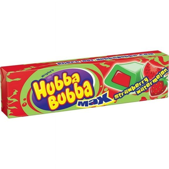 (Price/case)Hubba Bubba Max Strawberry Watermelon Gum 5 Pieces - 18 Per Pack - 8 Packs Per Case