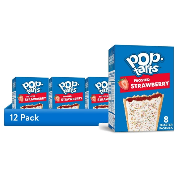 (12 pack) Pop-Tarts Frosted Strawberry Toaster Pastries, Breakfast Foods, Shelf-Stable, 13.5 oz (8 Count)