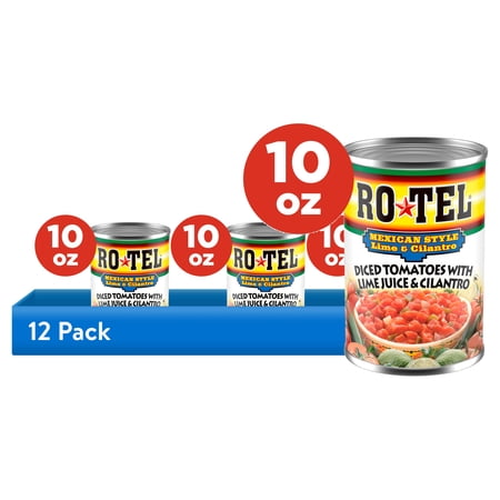 (12 pack) ROTEL Lime Cilantro Green Chili Mexican Style Diced Tomatoes, 10 oz